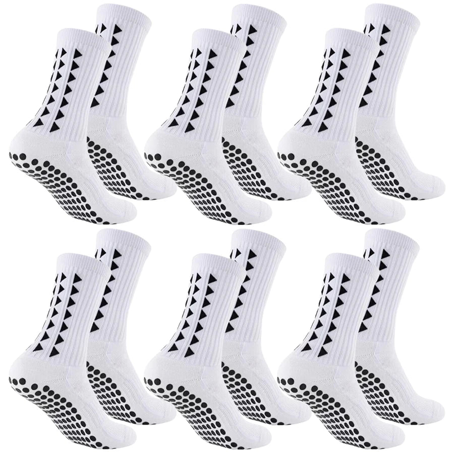 6 paires de chaussettes de sport antidérapantes pour hommes et femmes, chaussettes de football, chaussettes de rugby, chaussettes de cyclisme, chaussettes de course à pied, chaussettes d'exercice, chaussettes athlétiques
