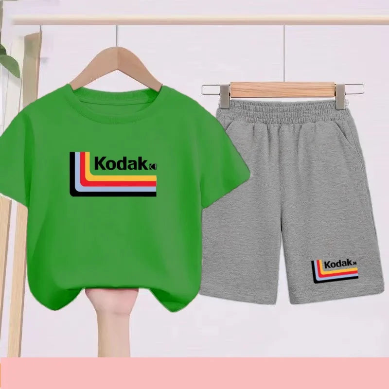 Ensemble Sportif Enfant 2026 - T-shirt + Short - Noir et Blanc Couleurs Unies - Convient aux Garçons et Filles de 3 à 13 Ans