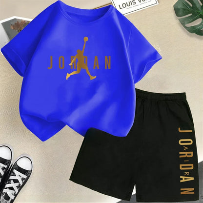 Ensemble de vêtements pour enfants de marque d'été, imprimé sportif, t-shirt à manches courtes, ensemble de shorts, ensemble de 2 pièces, vêtements de mode pour garçons et filles