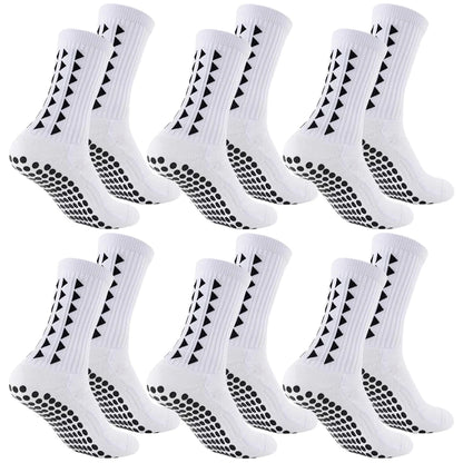 6 paires de chaussettes de sport antidérapantes pour hommes et femmes, chaussettes de football, chaussettes de rugby, chaussettes de cyclisme, chaussettes de course à pied, chaussettes d'exercice, chaussettes athlétiques