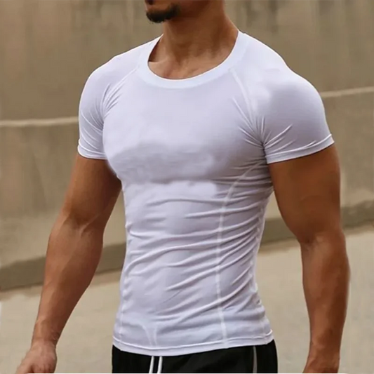 T-shirt de compression à manches courtes pour homme, t-shirt de sport, sweat-shirt de fitness, survêtement de jogging, chemise athlétique, t-shirts de course, zone me