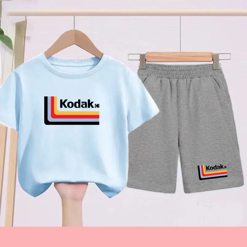 Ensemble Sportif Enfant 2026 - T-shirt + Short - Noir et Blanc Couleurs Unies - Convient aux Garçons et Filles de 3 à 13 Ans