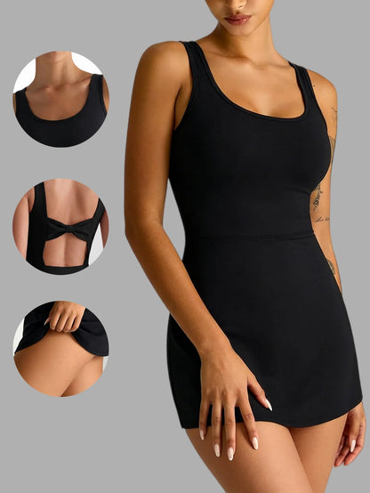 Robe de sport de tennis pour femme, design dos croisé, légère, respirante, confortable, douce pour la peau, vêtements de sport tendance