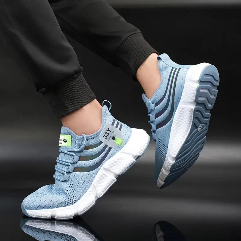 Chaussures de dehors Décontractées pour Homme, Baskets Légères et Respirantes, en Maille, Noires, de Course, d'Athlétisme, de Jogging, de Tennis, de Marche