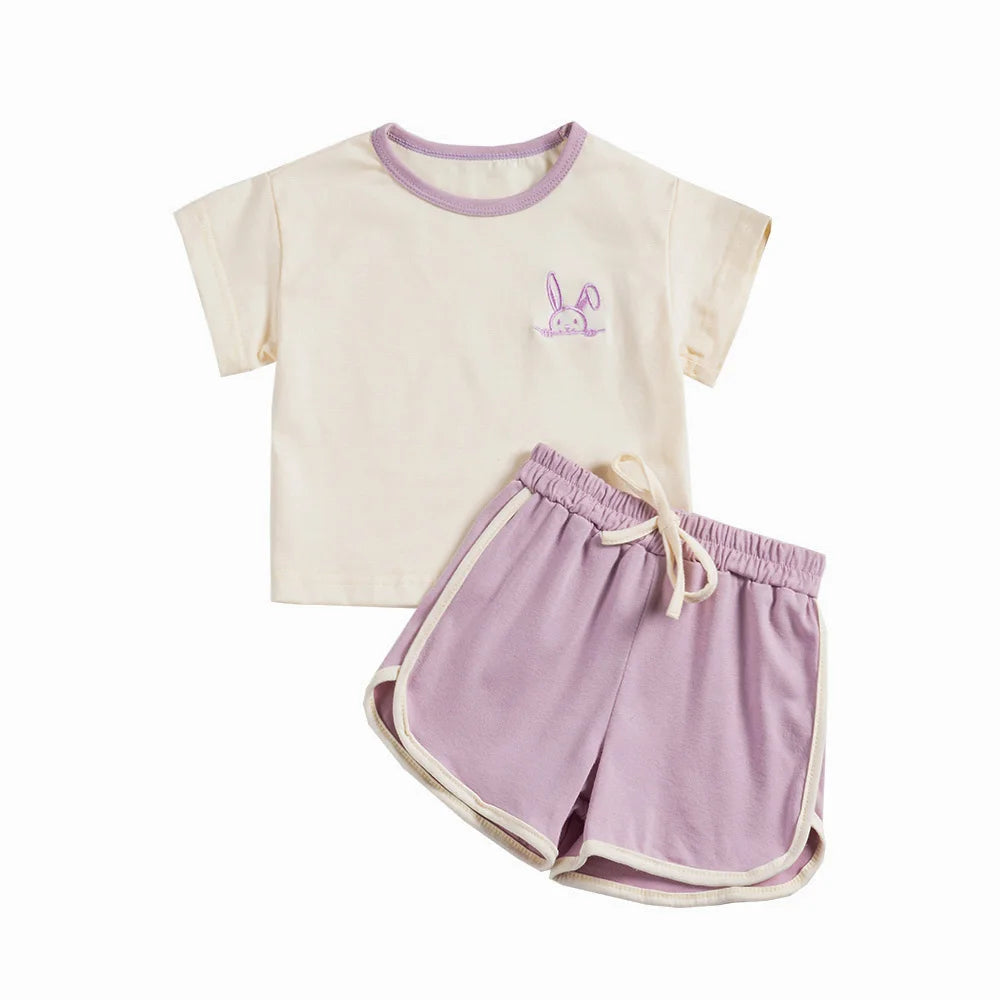 Ensemble de sport deux pièces pour enfants, short à manches courtes, dessin animé, décontracté, mode, été, nouveau, 2024