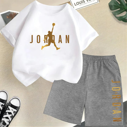 Ensemble de vêtements pour enfants de marque d'été, imprimé sportif, t-shirt à manches courtes, ensemble de shorts, ensemble de 2 pièces, vêtements de mode pour garçons et filles