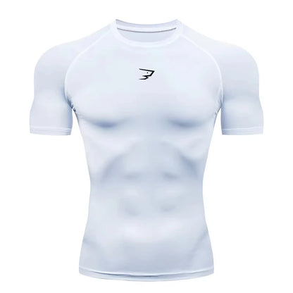 T-shirts de sport à manches courtes de compression pour hommes, idéaux pour la course, la gym et le fitness – Hauts athlétiques pour hommes 902