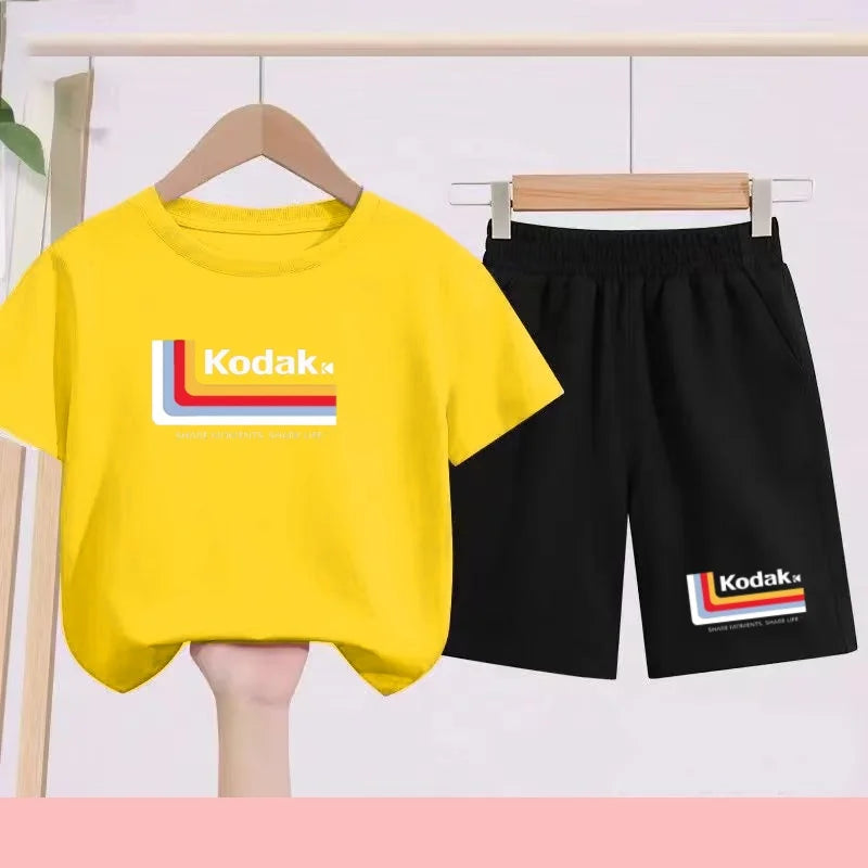 Ensemble Sportif Enfant 2026 - T-shirt + Short - Noir et Blanc Couleurs Unies - Convient aux Garçons et Filles de 3 à 13 Ans
