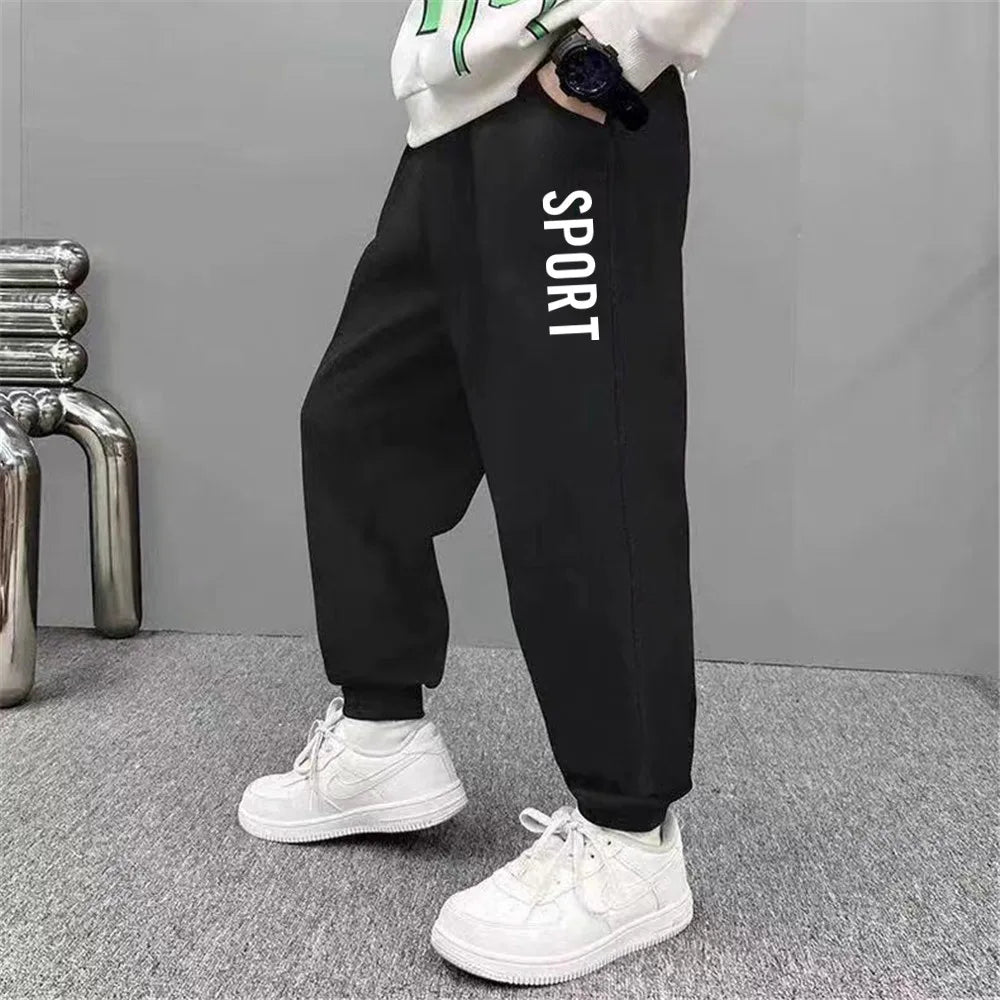 Sport lettre imprimé pantalons de survêtement pour enfants mode pantalons longs amples pantalons de survêtement 2025 garçons décontracté mince pantalons de Sport SPT01