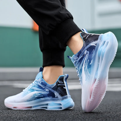 Chaussures de basket-ball à la mode pour hommes avec coussin d'air, confortables et antidérapantes, respirantes et absorbant les chocs, adaptées aux activités de plein air pour hommes