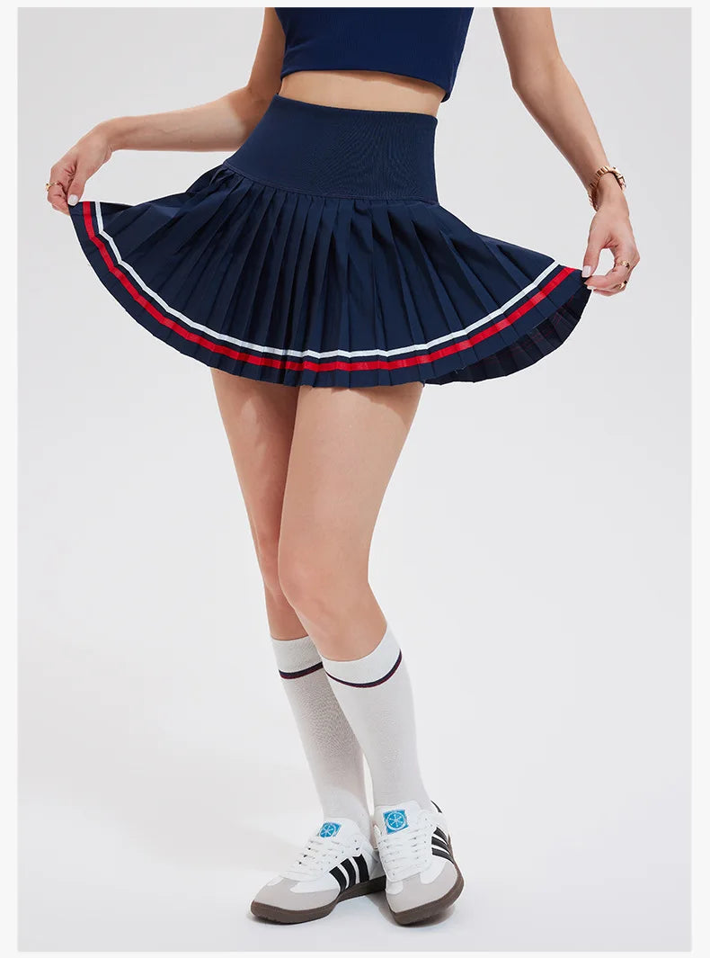 Jupe de sport pour femme, plissée, mi-longue, séchage rapide, avec doublure, idéale pour le tennis, le fitness, le yoga et le badminton