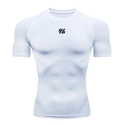 T-shirt de compression à manches courtes pour hommes, t-shirts de sport, sweat-shirt de fitness, survêtement de jogging masculin, chemise athlétique, t-shirts de course