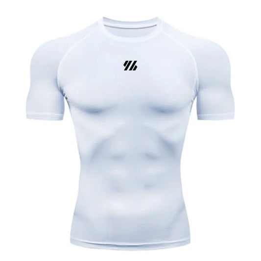 T-shirt de compression à manches courtes pour hommes, t-shirts de sport, sweat-shirt de fitness, survêtement de jogging masculin, chemise athlétique, t-shirts de course