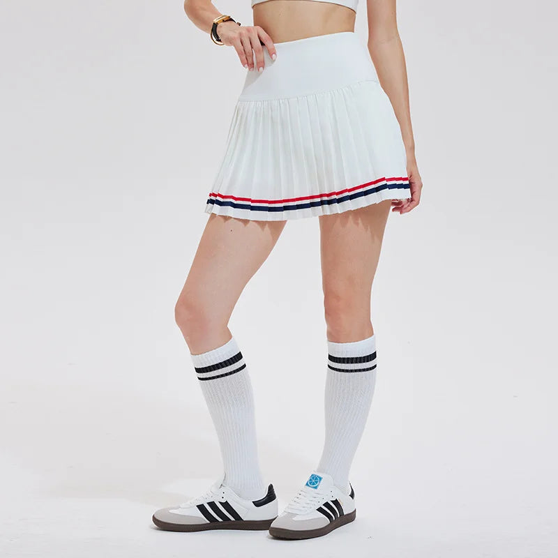 Jupe de sport pour femme, plissée, mi-longue, séchage rapide, avec doublure, idéale pour le tennis, le fitness, le yoga et le badminton
