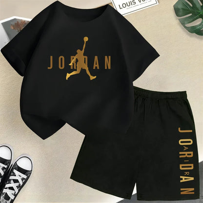 Ensemble de vêtements pour enfants de marque d'été, imprimé sportif, t-shirt à manches courtes, ensemble de shorts, ensemble de 2 pièces, vêtements de mode pour garçons et filles