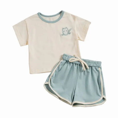 Ensemble de sport deux pièces pour enfants, short à manches courtes, dessin animé, décontracté, mode, été, nouveau, 2024