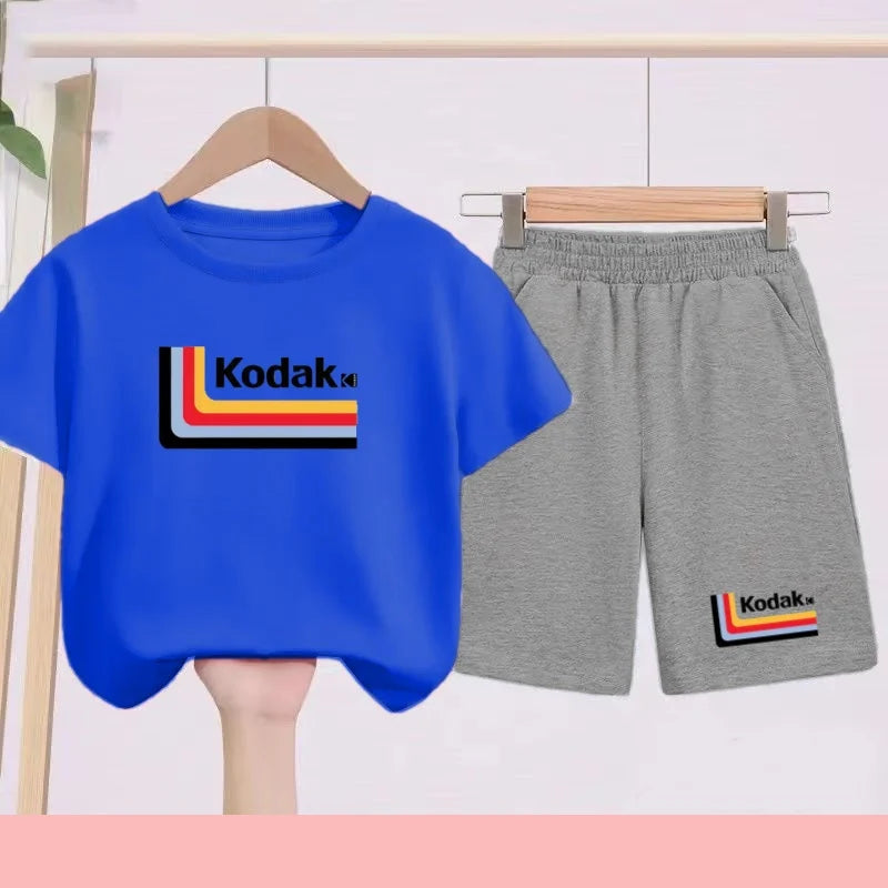 Ensemble Sportif Enfant 2026 - T-shirt + Short - Noir et Blanc Couleurs Unies - Convient aux Garçons et Filles de 3 à 13 Ans