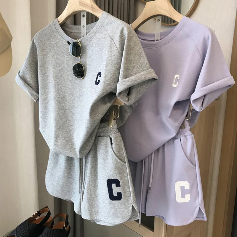 Ensemble de sport d'été pour enfants 5-12 ans : T-shirt à manches courtes avec lettres tendance et short ample – Tenue décontractée fine 2 pièces pour garçons et filles