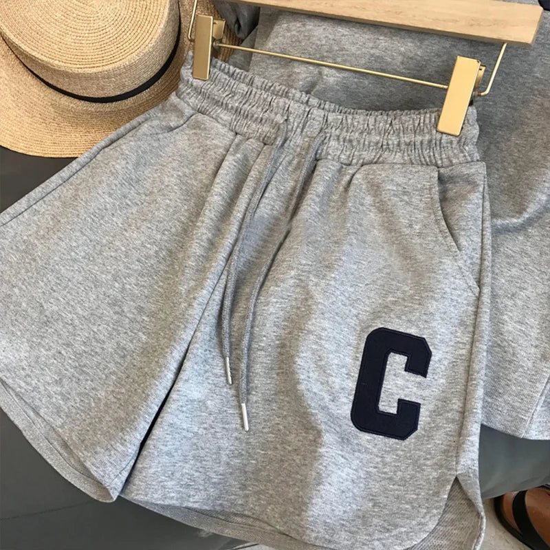 Ensemble de sport d'été pour enfants 5-12 ans : T-shirt à manches courtes avec lettres tendance et short ample – Tenue décontractée fine 2 pièces pour garçons et filles