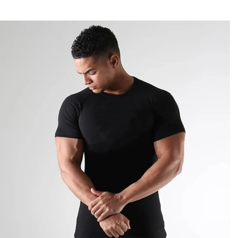 T-shirt de compression à manches courtes pour homme, t-shirt de sport, sweat-shirt de fitness, survêtement de jogging, chemise athlétique, t-shirts de course, zone me