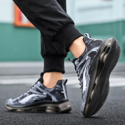 Chaussures de basket-ball à la mode pour hommes avec coussin d'air, confortables et antidérapantes, respirantes et absorbant les chocs, adaptées aux activités de plein air pour hommes