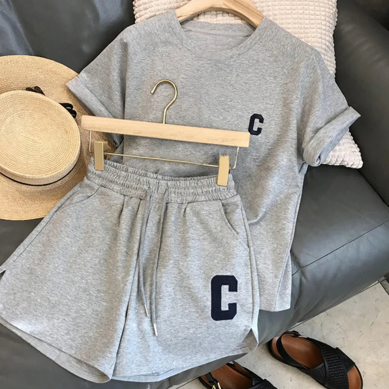 Ensemble de sport d'été pour enfants 5-12 ans : T-shirt à manches courtes avec lettres tendance et short ample – Tenue décontractée fine 2 pièces pour garçons et filles