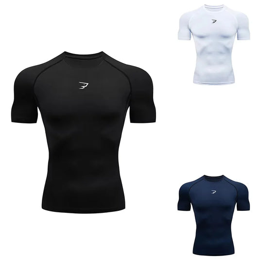 T-shirts de sport à manches courtes de compression pour hommes, idéaux pour la course, la gym et le fitness – Hauts athlétiques pour hommes 902