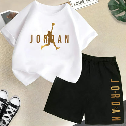 Ensemble de vêtements pour enfants de marque d'été, imprimé sportif, t-shirt à manches courtes, ensemble de shorts, ensemble de 2 pièces, vêtements de mode pour garçons et filles