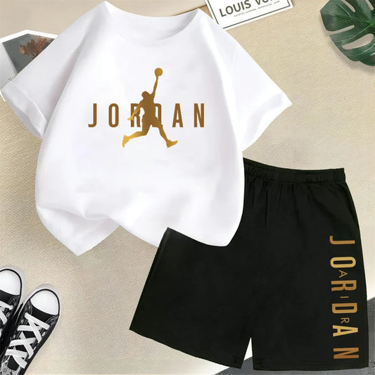 Ensemble de vêtements pour enfants de marque d'été, imprimé sportif, t-shirt à manches courtes, ensemble de shorts, ensemble de 2 pièces, vêtements de mode pour garçons et filles