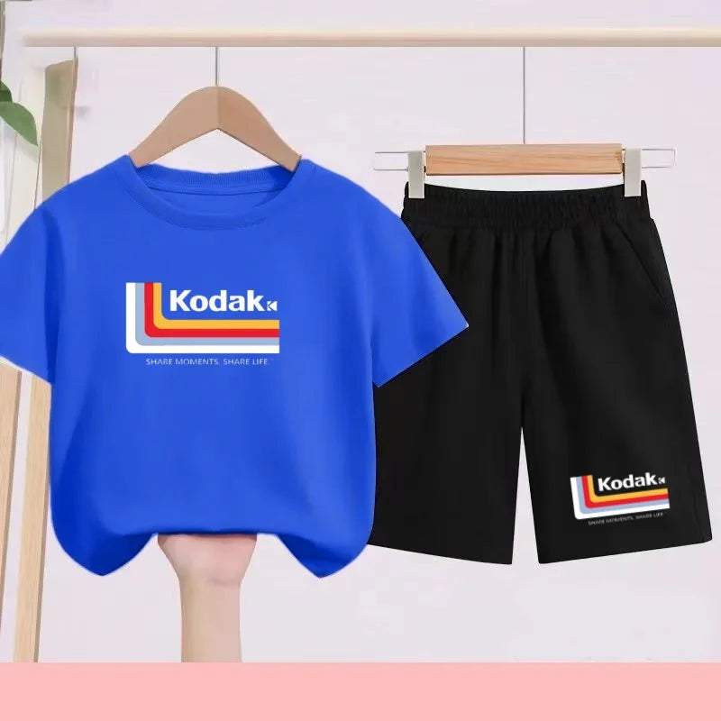 Ensemble Sportif Enfant 2026 - T-shirt + Short - Noir et Blanc Couleurs Unies - Convient aux Garçons et Filles de 3 à 13 Ans