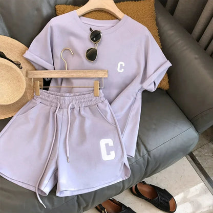 Ensemble de sport d'été pour enfants 5-12 ans : T-shirt à manches courtes avec lettres tendance et short ample – Tenue décontractée fine 2 pièces pour garçons et filles