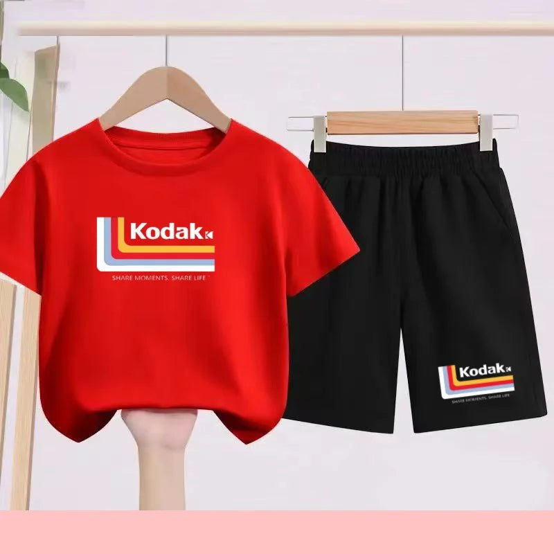 Ensemble Sportif Enfant 2026 - T-shirt + Short - Noir et Blanc Couleurs Unies - Convient aux Garçons et Filles de 3 à 13 Ans