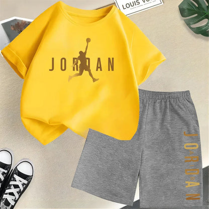 Ensemble de vêtements pour enfants de marque d'été, imprimé sportif, t-shirt à manches courtes, ensemble de shorts, ensemble de 2 pièces, vêtements de mode pour garçons et filles