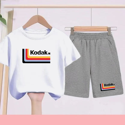 Ensemble Sportif Enfant 2026 - T-shirt + Short - Noir et Blanc Couleurs Unies - Convient aux Garçons et Filles de 3 à 13 Ans