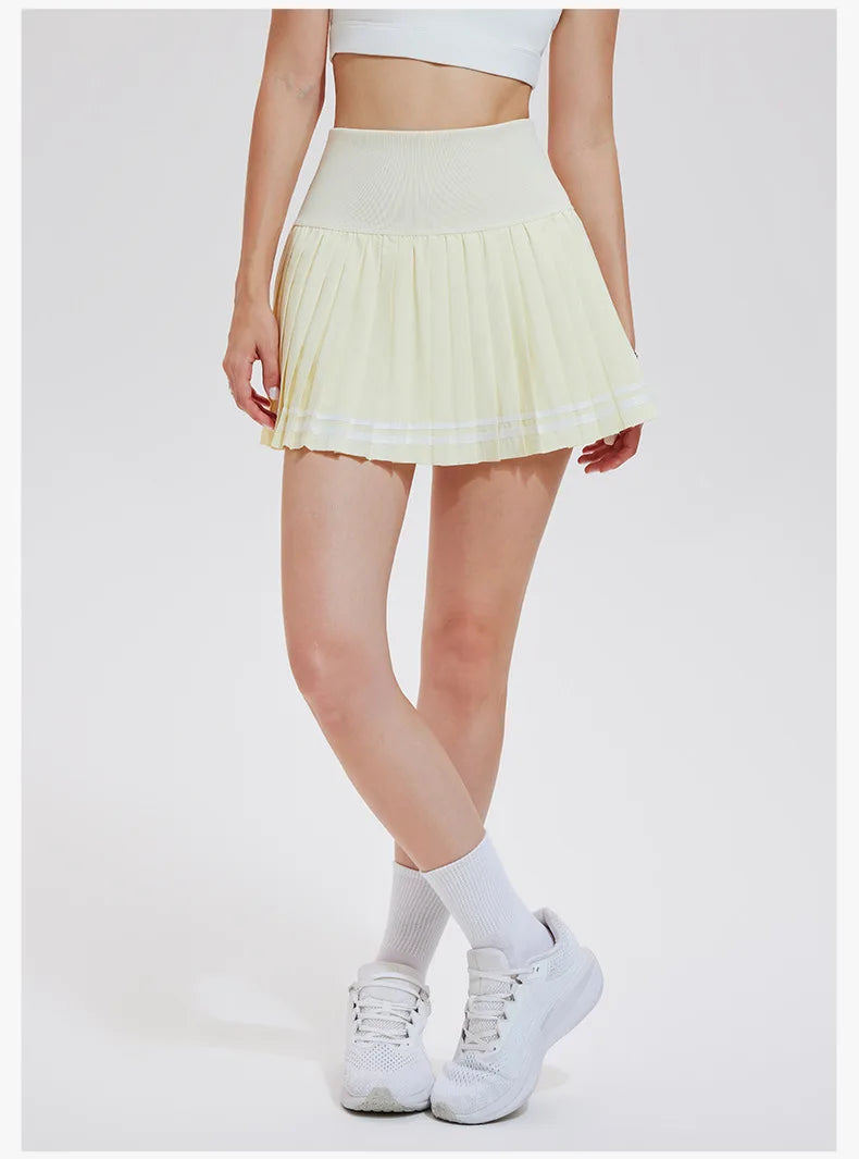 Jupe de sport pour femme, plissée, mi-longue, séchage rapide, avec doublure, idéale pour le tennis, le fitness, le yoga et le badminton