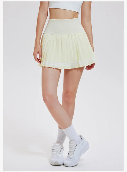 Jupe de sport pour femme, plissée, mi-longue, séchage rapide, avec doublure, idéale pour le tennis, le fitness, le yoga et le badminton