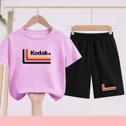 Ensemble Sportif Enfant 2026 - T-shirt + Short - Noir et Blanc Couleurs Unies - Convient aux Garçons et Filles de 3 à 13 Ans