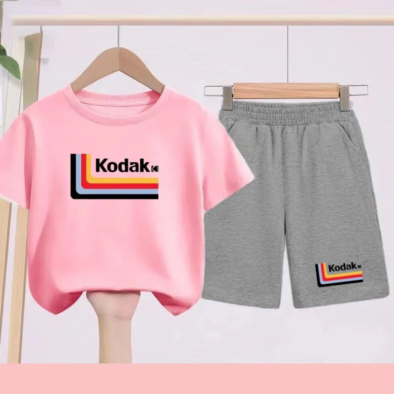 Ensemble Sportif Enfant 2026 - T-shirt + Short - Noir et Blanc Couleurs Unies - Convient aux Garçons et Filles de 3 à 13 Ans