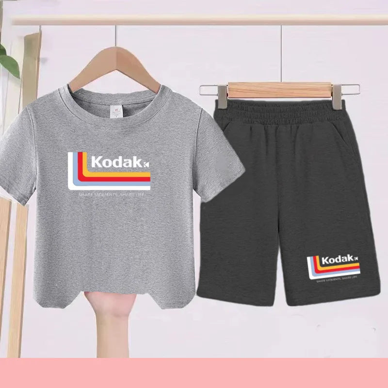Ensemble Sportif Enfant 2026 - T-shirt + Short - Noir et Blanc Couleurs Unies - Convient aux Garçons et Filles de 3 à 13 Ans