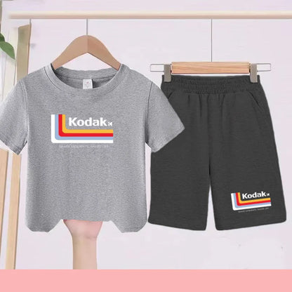 Ensemble Sportif Enfant 2026 - T-shirt + Short - Noir et Blanc Couleurs Unies - Convient aux Garçons et Filles de 3 à 13 Ans