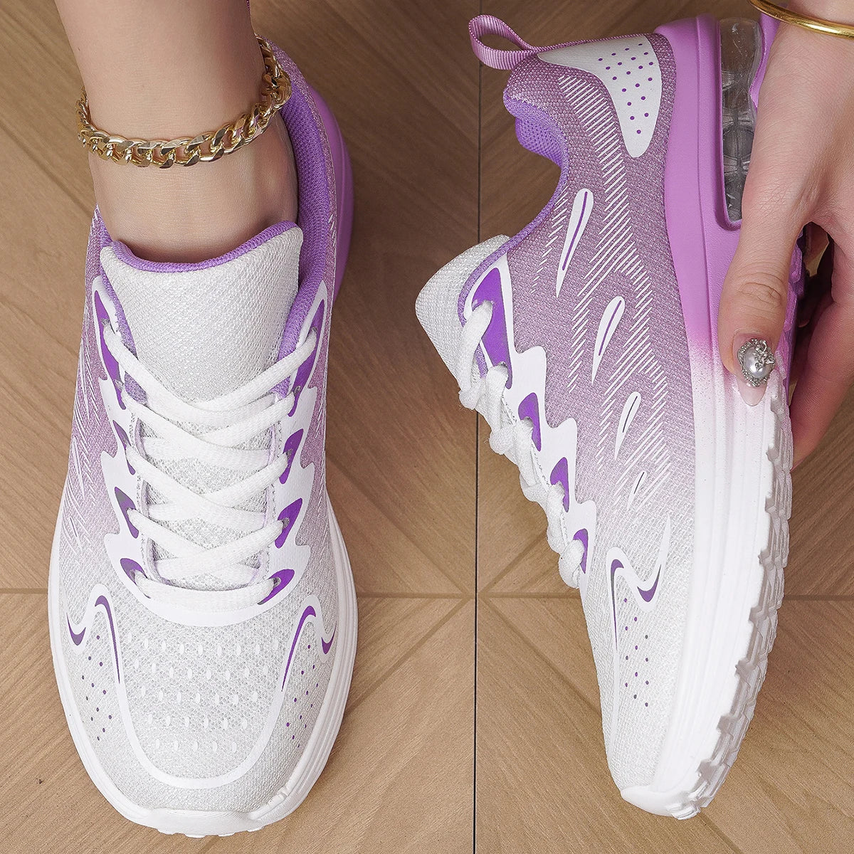 Encounaker-Chaussures de marche en maille à coussin d'air pour femmes, chaussures de sport respirantes, chaussures de tennis, mode