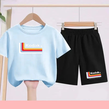 Ensemble Sportif Enfant 2026 - T-shirt + Short - Noir et Blanc Couleurs Unies - Convient aux Garçons et Filles de 3 à 13 Ans
