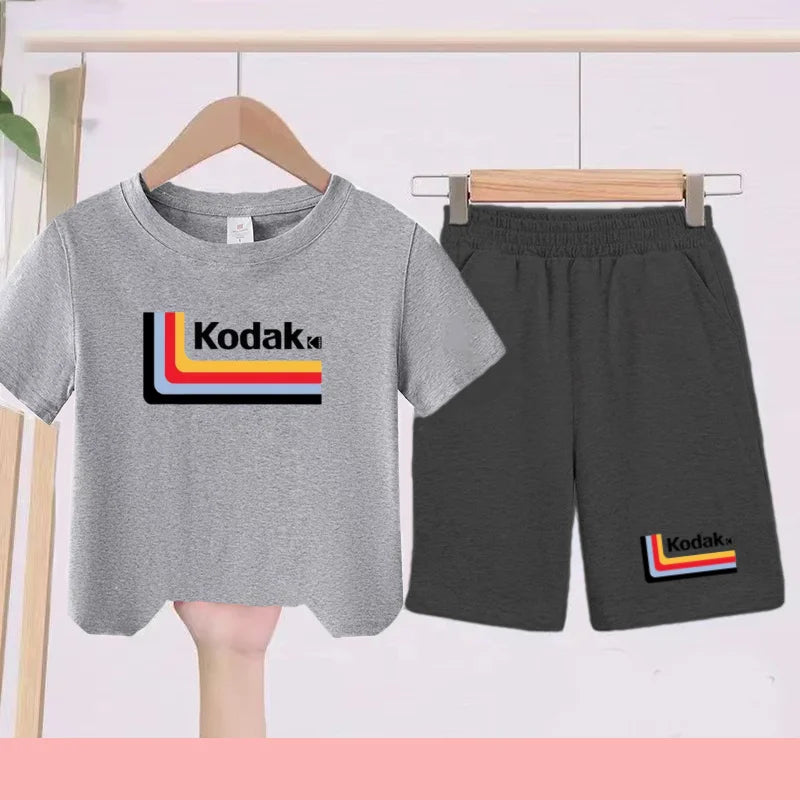 Ensemble Sportif Enfant 2026 - T-shirt + Short - Noir et Blanc Couleurs Unies - Convient aux Garçons et Filles de 3 à 13 Ans