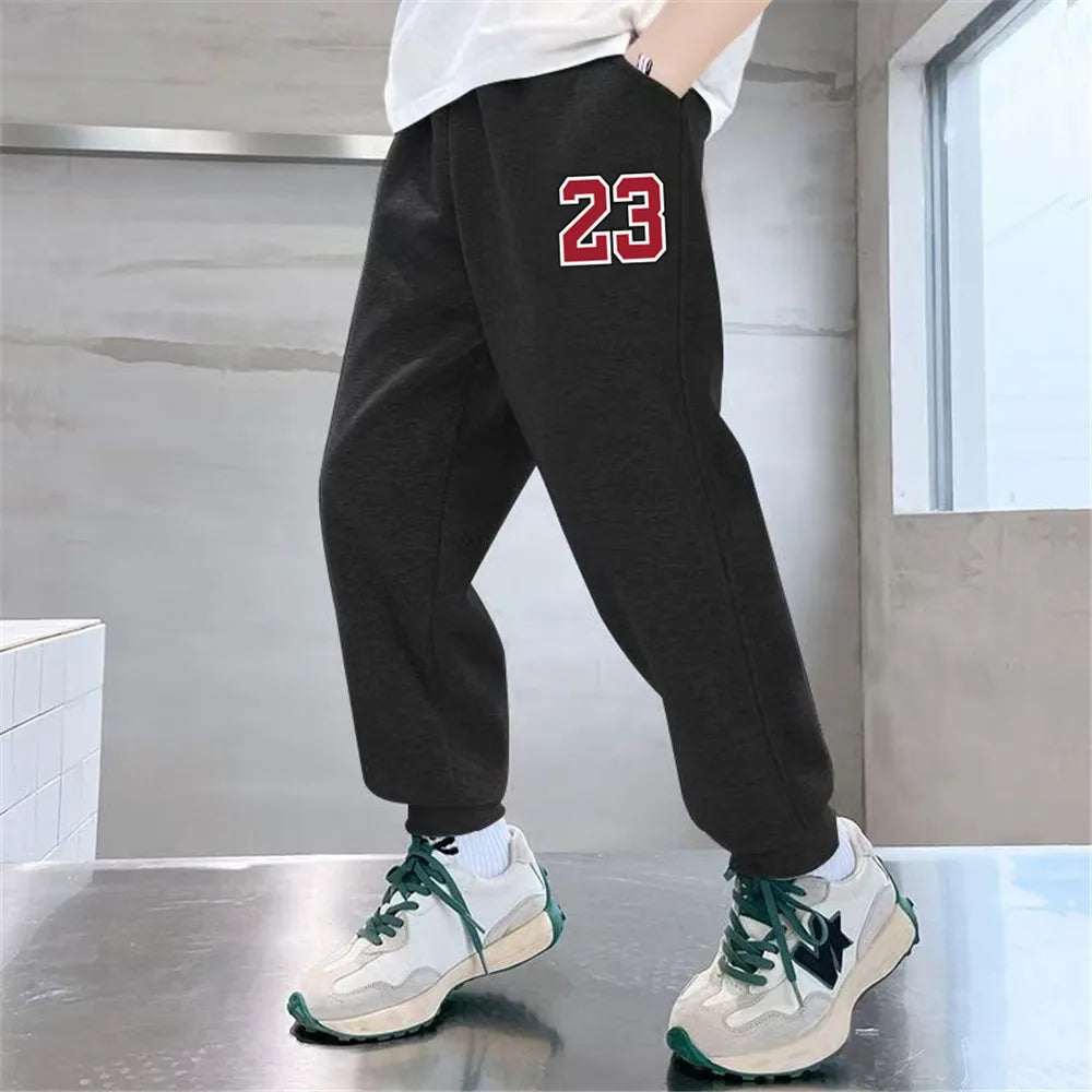Sport lettre imprimé pantalons de survêtement pour enfants mode pantalons longs amples pantalons de survêtement 2025 garçons décontracté mince pantalons de Sport SPT01