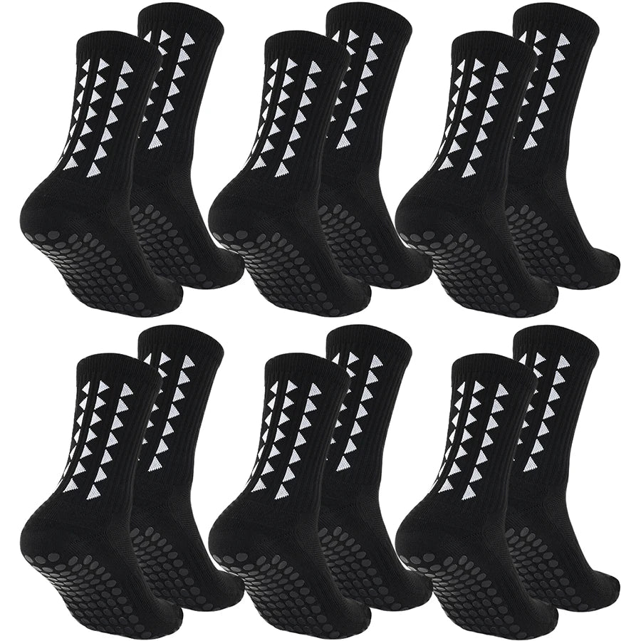 6 paires de chaussettes de sport antidérapantes pour hommes et femmes, chaussettes de football, chaussettes de rugby, chaussettes de cyclisme, chaussettes de course à pied, chaussettes d'exercice, chaussettes athlétiques