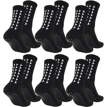 6 paires de chaussettes de sport antidérapantes pour hommes et femmes, chaussettes de football, chaussettes de rugby, chaussettes de cyclisme, chaussettes de course à pied, chaussettes d'exercice, chaussettes athlétiques