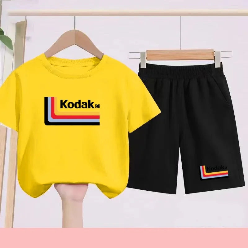 Ensemble Sportif Enfant 2026 - T-shirt + Short - Noir et Blanc Couleurs Unies - Convient aux Garçons et Filles de 3 à 13 Ans
