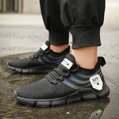 Chaussures de dehors Décontractées pour Homme, Baskets Légères et Respirantes, en Maille, Noires, de Course, d'Athlétisme, de Jogging, de Tennis, de Marche