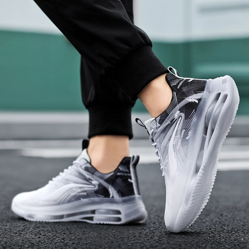 Chaussures de basket-ball à la mode pour hommes avec coussin d'air, confortables et antidérapantes, respirantes et absorbant les chocs, adaptées aux activités de plein air pour hommes