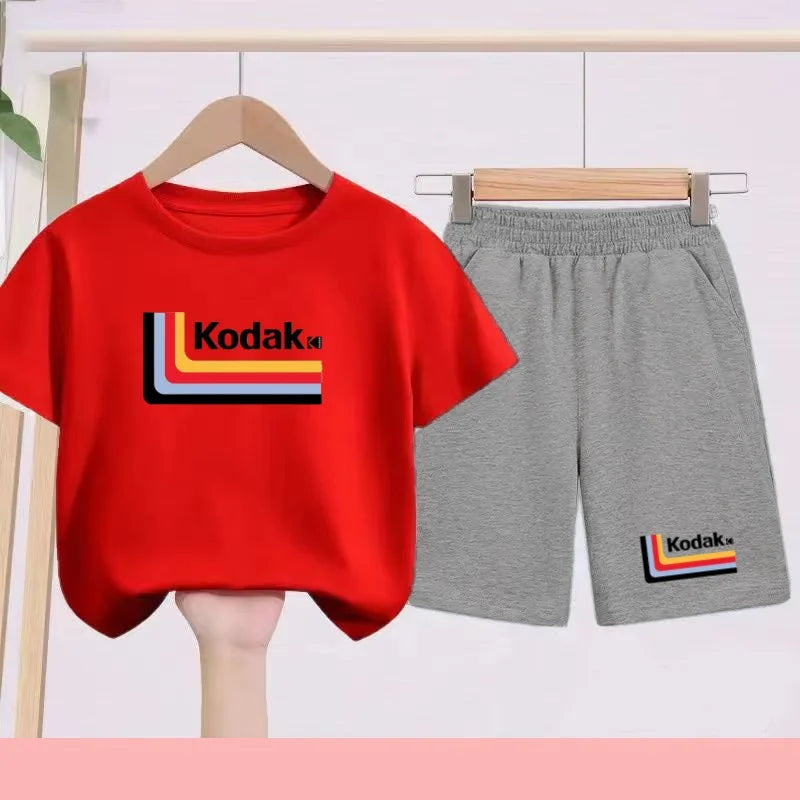 Ensemble Sportif Enfant 2026 - T-shirt + Short - Noir et Blanc Couleurs Unies - Convient aux Garçons et Filles de 3 à 13 Ans